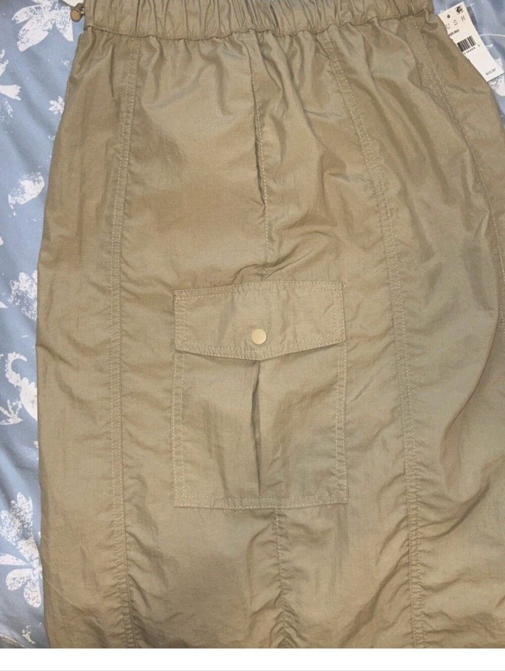 Lush Beige Cargo Utility Maxi Skirt Parachute Drawstring Y2K Gorpcore M - Picture 4 of 6